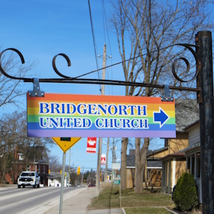 BUC Pride roadside directional sign